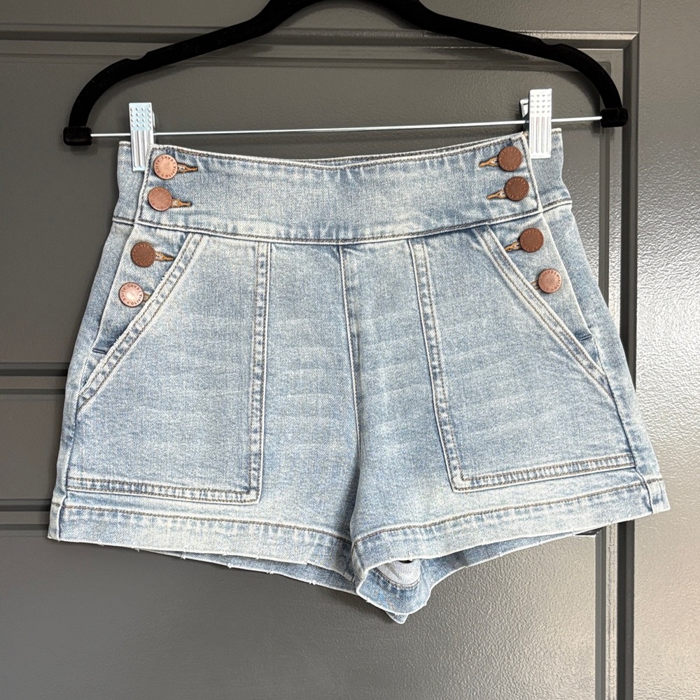 Alice + Olivia Light Blue High-Waisted Shorts